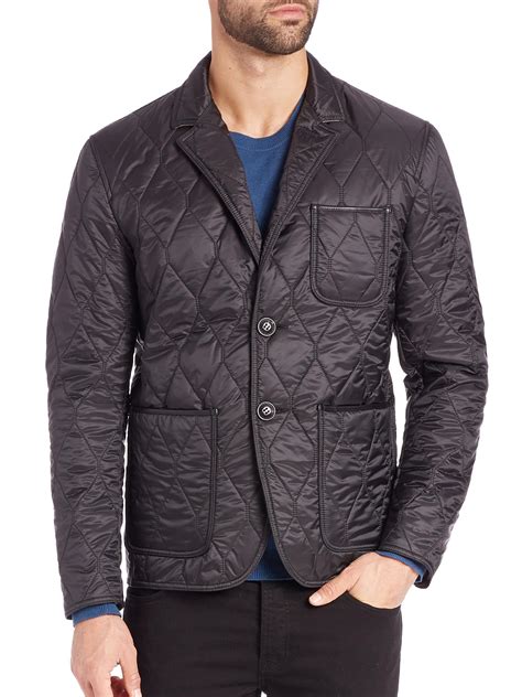 mens burberry black leather jacket|burberry quilted jacket men's.